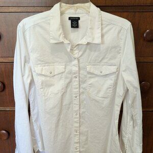 Calvin Klein White LS Pearl Snap - L